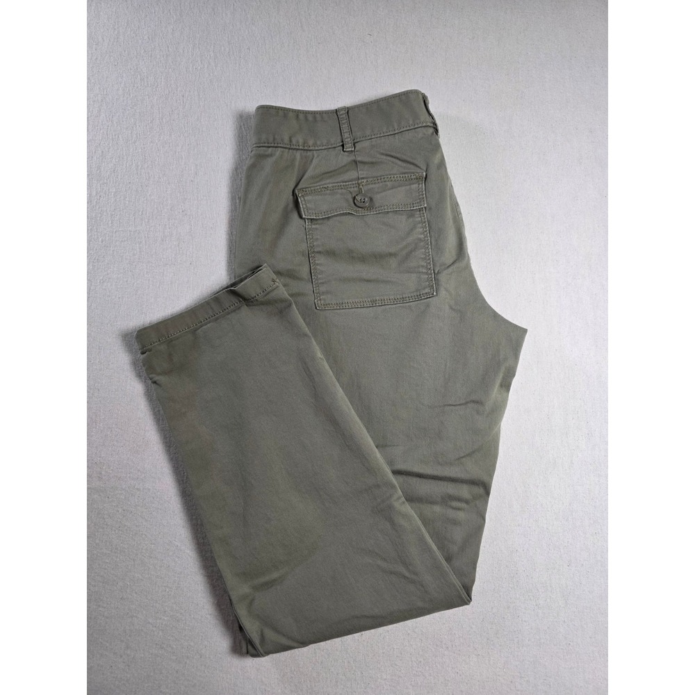LOFT Relaxed Skinny Pants Womens 4P Green Casual Chino Cotton Stretch Mid Rise